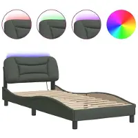 Syfax Estructura de cama con LED sin colchón Hvar gris oscuro 80x200 cm