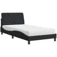 Syfax Cama con colchón terciopelo negro 100x200 cm