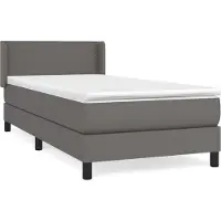 Syfax Cama box spring con colchón cuero sintético gris 80x200 cm