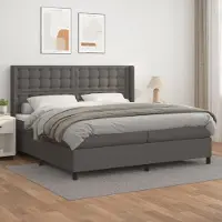 Prolenta Maison Exclusive - Base de cama con somier y colchón, color gris, 200x200 cm, tapizada en cuero sintético