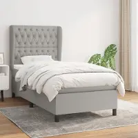 Prolenta Maison Exclusive - Base de cama con somier y colchón, color gris claro, 90x190 cm, material: textil