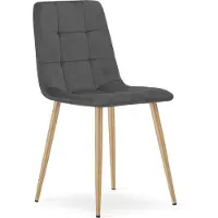 Leobert Silla tapizada en terciopelo, color gris oscuro, patas con aspecto de madera, 1 unidad