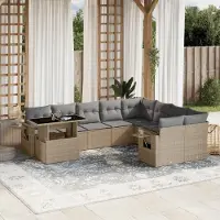 Prolenta Maison Exclusive: Juego de jardín de 10 piezas con cojines, color beige, fabricado en polirratán