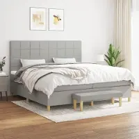 Prolenta Maison Exclusive: Base de cama con somier y colchón, color gris claro, 200 x 200 cm, tejido