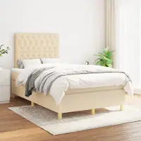Prolenta Maison Exclusive - Base de cama con somier y colchón, color crema, 120x200 cm, tejido