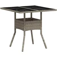 Syfax Mesa de jardín superficie de vidrio y ratán PE gris 80x80x75 cm