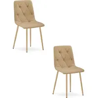 Leobert Sillón - Marca - Modelo Libra - Tapizado en color marrón/Patas de madera - 44,5 x 54,5 x 87 cm - Juego de 2 unidades