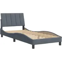 Syfax Estructura de cama sin colchón Hanko terciopelo gris oscuro 90x200 cm