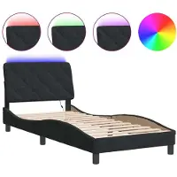 Syfax Estructura de cama con LED sin colchón terciopelo negro 80x200 cm