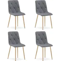 TEXTILOMANIE Sillón - - Modelo Libra - Tapizado en tela gris oscuro / Patas de madera - 44,5 x 54,5 x 87 cm - Juego de 4 unidades