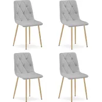 Leobert Sillón - - Modelo Libra - Tapizado en gris claro / Patas de madera - 44,5 x 54,5 x 87 cm - Juego de 4 unidades