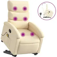 Syfax Silla de masaje reclinable de pie de tela color crema