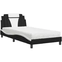 Syfax Cama Viana con colchón cuero sintético negro y blanco 100x200 cm