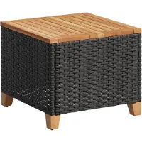 Syfax Mesa de jardín ratán sintético madera acacia negro 45x45x37 cm