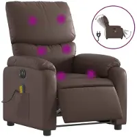 Syfax Sillón de masaje reclinable eléctrico cuero sintético marrón
