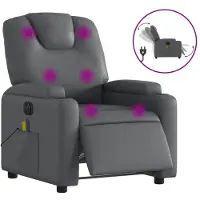 Syfax Sillón de masaje reclinable eléctrico cuero sintético gris