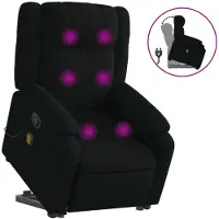 Syfax Sillón reclinable de masaje elevable tela negro