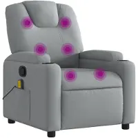Syfax Sillón reclinable de masaje de tela gris claro