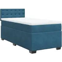 Syfax Cama box spring con colchón terciopelo azul oscuro 90x190 cm