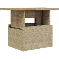 Syfax Mesa de jardín ratán PE y madera de acacia beige 100x55x73 cm