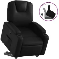 Syfax Sillón reclinable elevable cuero artificial negro
