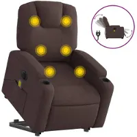 Syfax Sillón masaje eléctrico reclinable elevable tela marrón oscuro