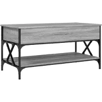 Syfax Mesa de centro madera ingeniería metal gris Sonoma 100x50x50 cm