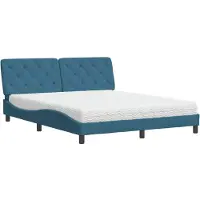 Syfax Cama con colchón terciopelo azul 160x200 cm