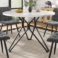 OKWISH Mesa de comedor - Redonda para 4 personas, con patas de metal, tablero de MDF duradero, ideal para salón y cocina, 100 x 100 x 76 cm de altura - Color