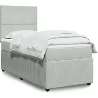 Prolenta Maison Exclusive: Base de cama con somier y colchón, color gris claro, 80 x 200 cm, tapizada en terciopelo