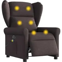 Syfax Sillón reclinable de masaje eléctrico tela marrón oscuro