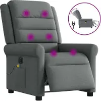 Syfax Sillón reclinable de masaje eléctrico tela gris oscuro