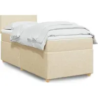 Prolenta Maison Exclusive: Base de cama con somier y colchón, color crema, 80x200 cm, tapizado en tela