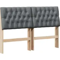 Syfax Cabecero tapizado Gris oscuro 160 cm Madera de pino macizo