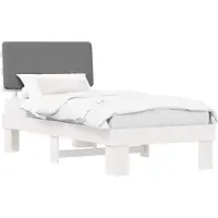 Syfax Estructura de Cama con Cabecera Tapizada Gris Claro 80 x 200 cm