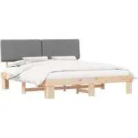 Syfax Estructura de Cama con Cabecera Tapizada Gris Claro