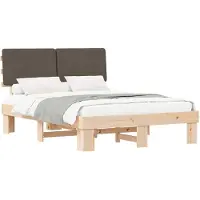 Syfax Estructura de Cama con Cabecera Tapizada Gris topo 160 x 200 cm