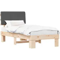 Syfax Estructura de Cama con Cabecera Tapizada Gris oscuro
