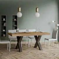 Itamoby - Mesa extensible "Traffic" de 160/420 x 90 cm, con tapa en roble natural y patas en color antracita