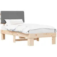 Syfax Estructura de Cama con Cabecera Tapizada Gris Claro 75 x 190 cm