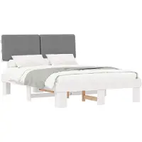 Syfax Estructura de Cama con Cabecera Tapizada Gris Claro