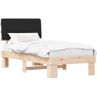 Syfax Estructura de Cama con Cabecera Tapizada Negro 75 x 190 cm