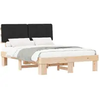 Syfax Estructura de Cama con Cabecera Tapizada Negro 160 x 200 cm
