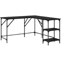 Syfax Escritorio Roble Negro 139 x 139 x 75 cm Madera de ingeniería
