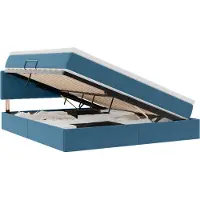 vidaXL Cama con almacenamiento y cabecero, color azul oscuro, 160 x 200 cm, tapizada en terciopelo