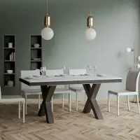 Itamoby - Mesa extensible "Traffic Evolution", 160/264 x 90 cm. Estructura y patas en color antracita, tablero en madera de fresno blanco