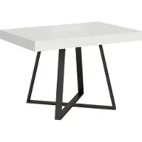 Ityhome - Mesa auxiliar abatible, 120/204 x 80 cm, modelo Abbraccio, estructura en madera de haya blanca, patas en color antracita