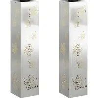 vidaXL Lámpara solar LED para jardín, 2 unidades, luz blanca cálida, 18 x 18 x 80 cm