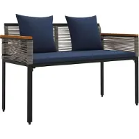 vidaXL Banco de exterior para 2 personas, 117 x 54 x 74,5 cm, fabricado en polirratán
