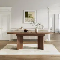 Flieks Mesa ovalada para comedor, mesa de cocina con superficie extensible, mesa para 6-8 personas, 140-180x90x75 cm, nogal